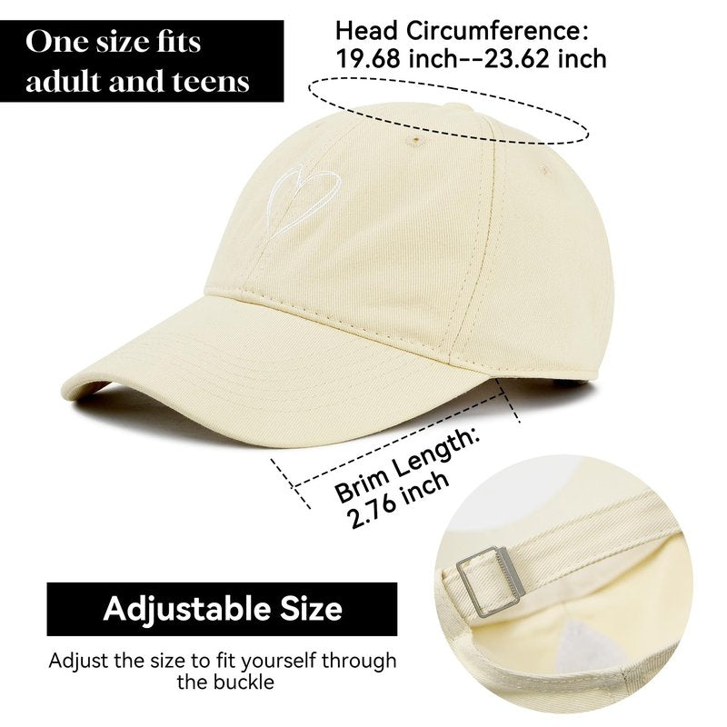 Zando 2026 Trendy Unisex Valentines Baseball Caps Embroidered Heart Hats for Women Preppy Dad Mom Adjustable Black Ball Cap Plain Cotton Trucker Hat for Workout Running Golf Tennies Travel One Size