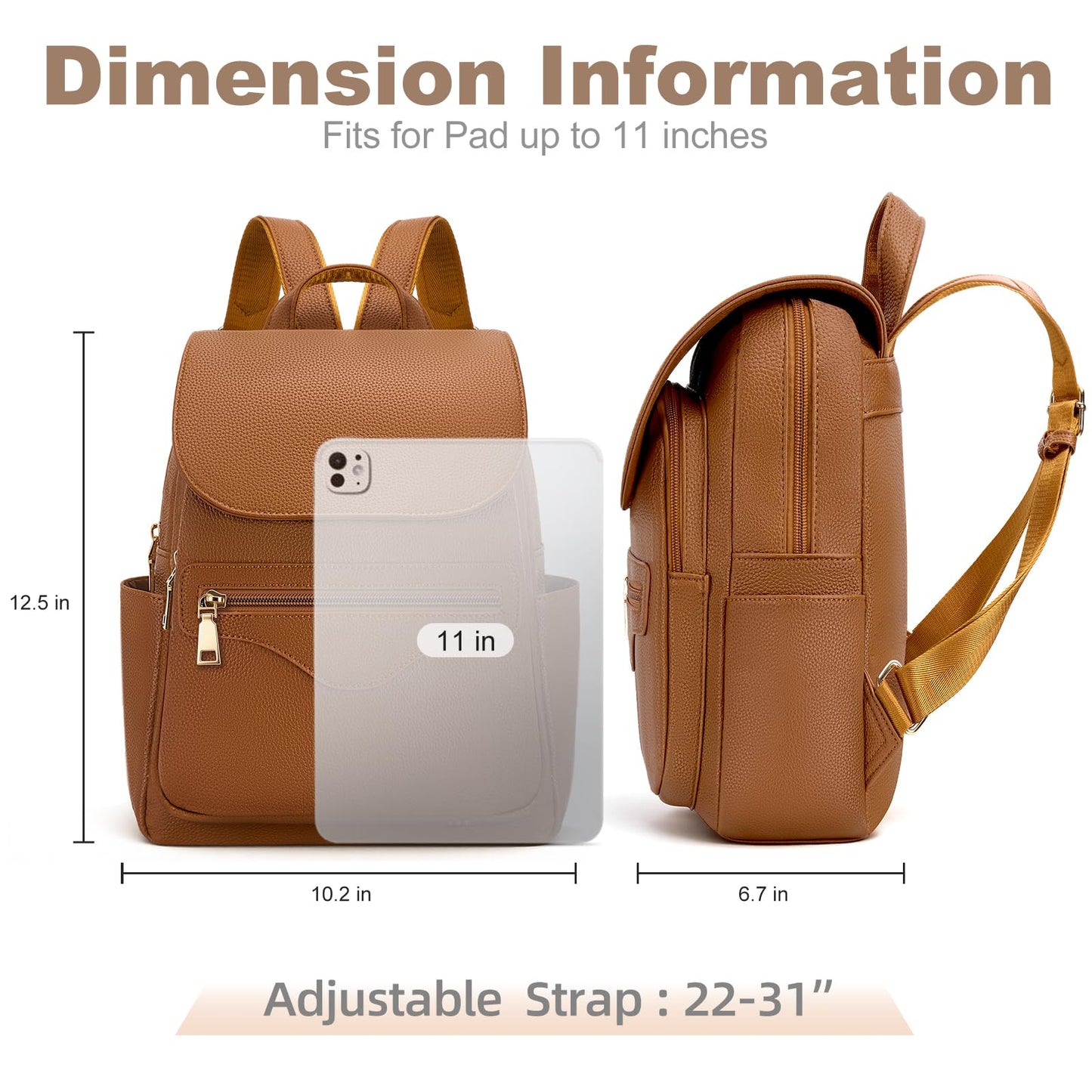 SYTRAH Mini Backpack Purse for Women, Causal Small Backpack with Built-in RFID Wallet & 11" Tablet Sleeve, Stylish Travel Daypack for Daily Brown