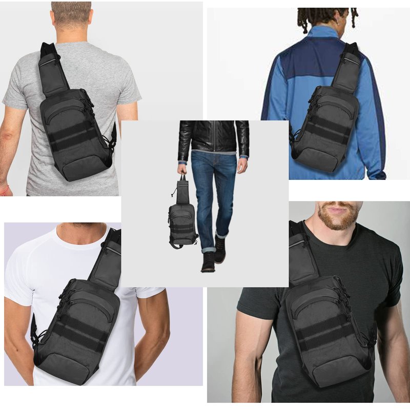 LarKoo Tactical Sling Chest Bag EDC Shoulder Pack Universl Dual Holster CCW Compact Bags Concealed Carry Backpack