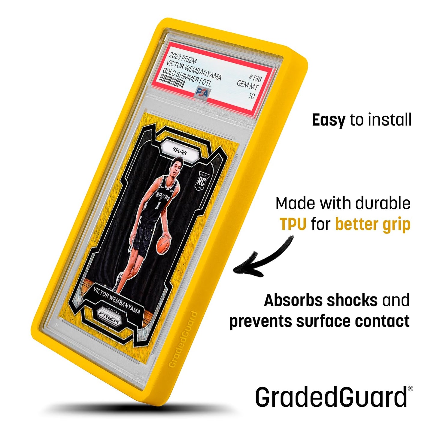 GradedGuard PSA Card Slab Protector Case, Standard PSA Size, Impact Resistant TPU Holder, Drop & Scratch Proof Frame for Graded Sports TCG Collectible Trading Cards. (Blue)