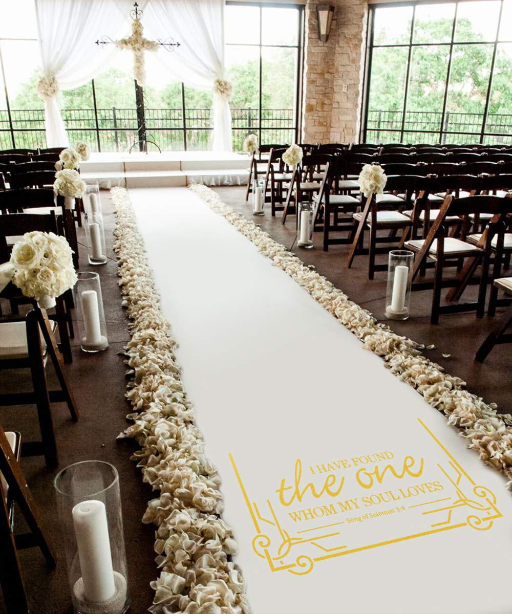 SinoArts Wedding Ceremony Decorations Aisle Runner,100ft X3ft,Polyester Paper Convenient for Outdoor and Indoor (Gold Print)