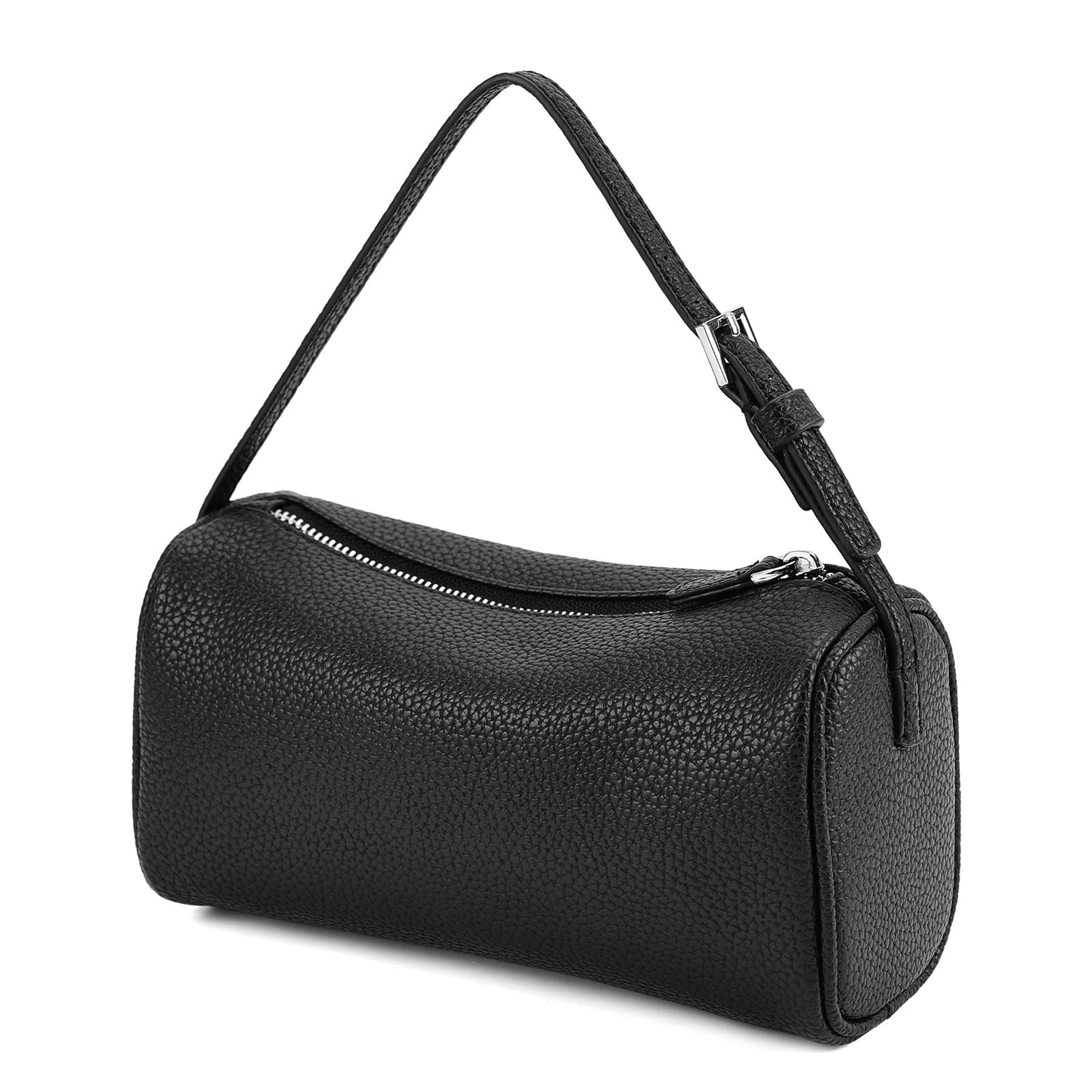 jaceeshlyn Crossbody Bag for Women Trendy PU Leather Small Barrel Purse Designer Hobo Bags Shoulder Handbags (Black)