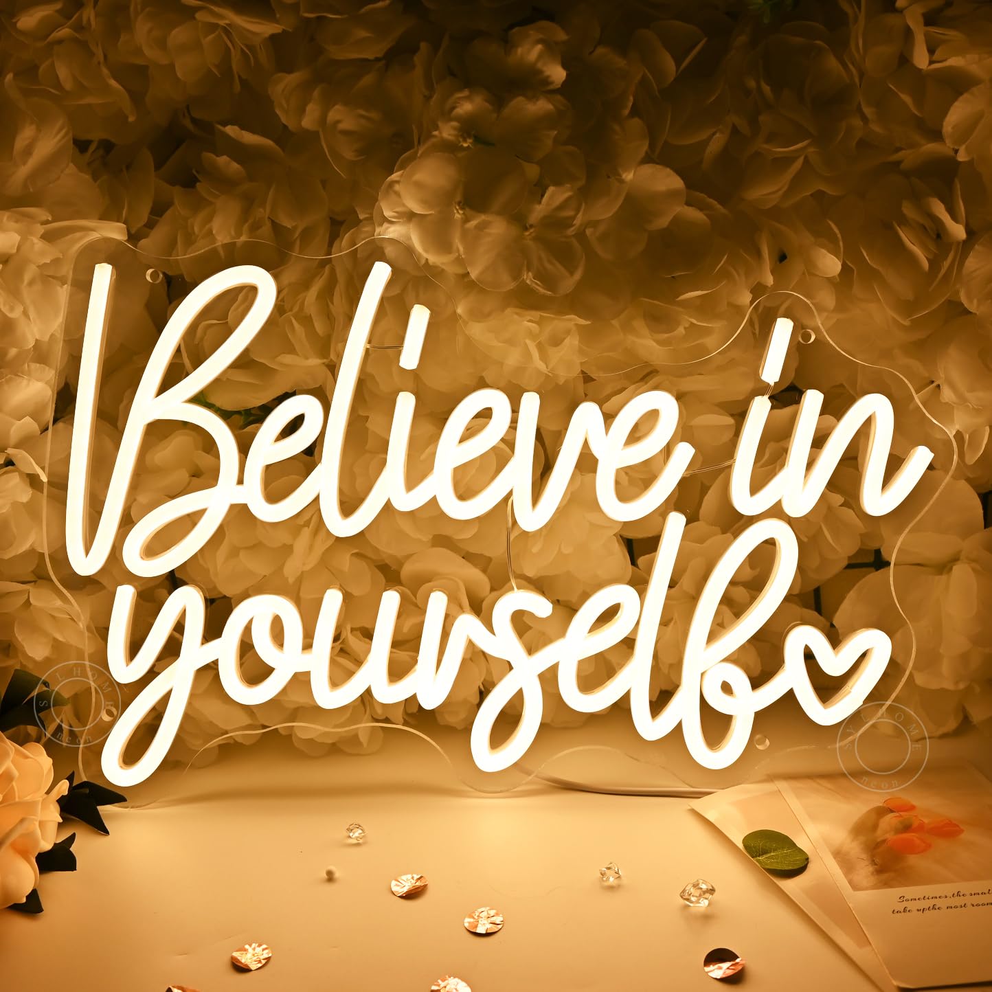 SYLHOME Led Neon Light Sign Believe In Yourself Bedroom Classroom Inspirational Wall Sign Decor Positive Birthday Party USB 15.75" X 10.12"