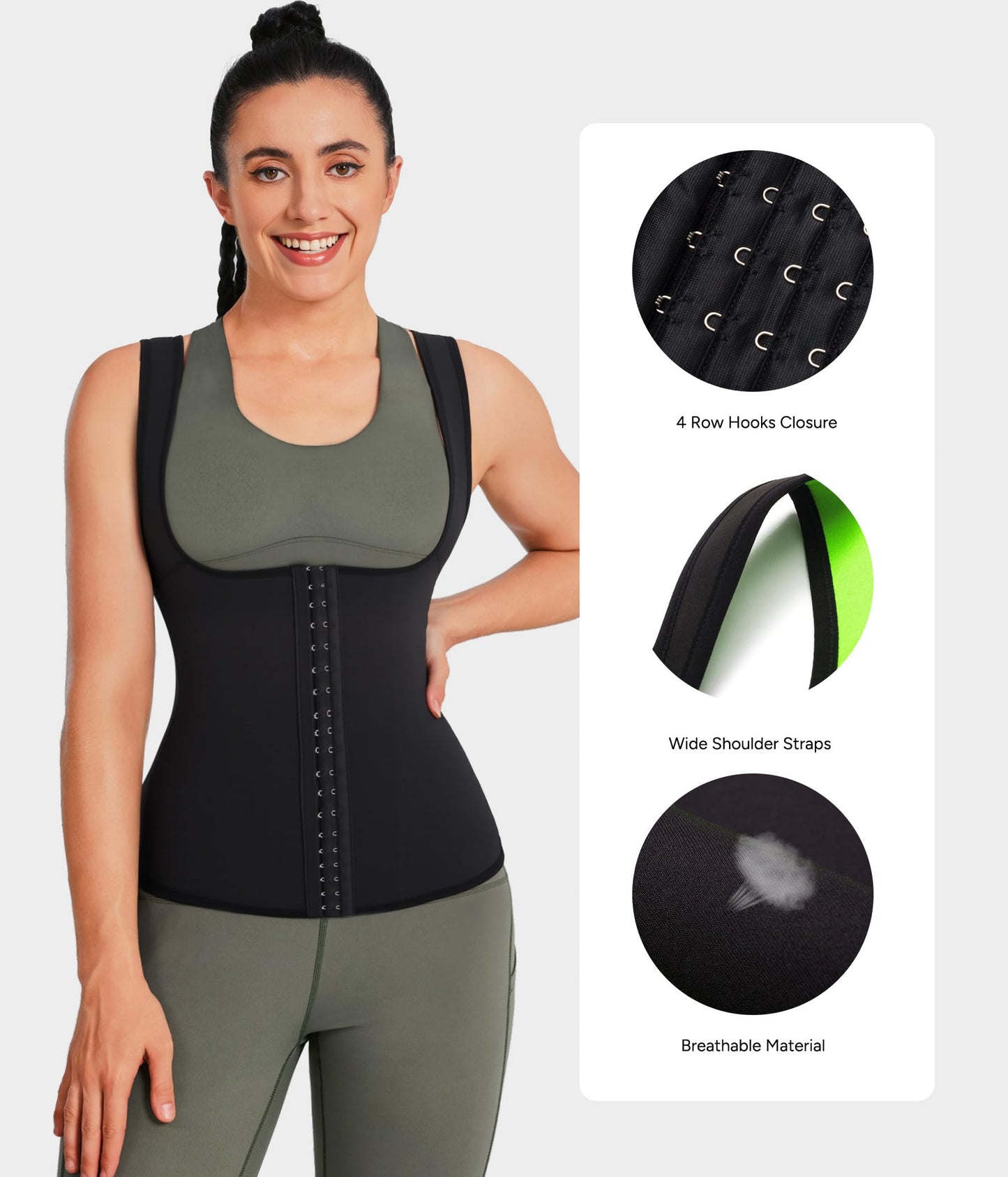 Eleady Best Neoprene Waist Trainer Corset Sweat Vest Weight Loss Body Shaper Workout Tank Tops Women (Black Sauna Suit, X-Large)
