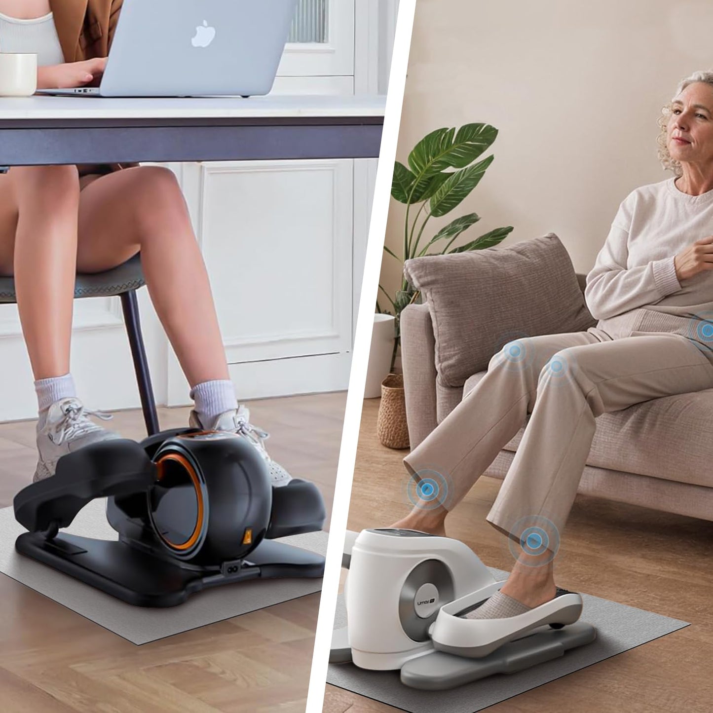 Wiojtry Double Non-Slip Workout Mat for Ellipse Leg Exerciser, Ellipse Machine Mat, Exercise Mat for Under Desk Ellipticals, Suitable for Electric Seated Foot Pedal Exerciser