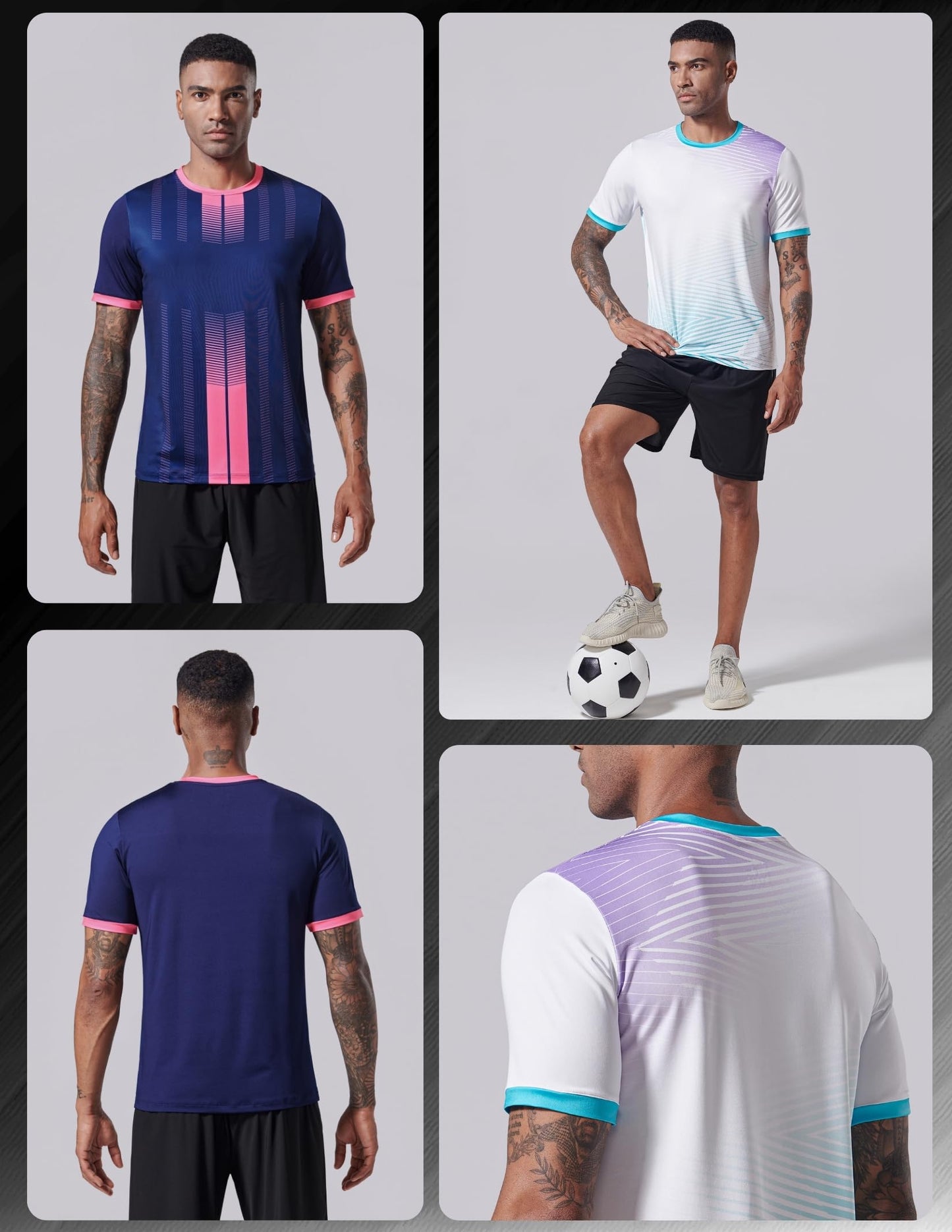 5 Pack Men’s Active Quick Dry Crew Neck T Shirts | Athletic Running Gym Workout Short Sleeve Tee Tops Bulk (Set 13, XX-Large)