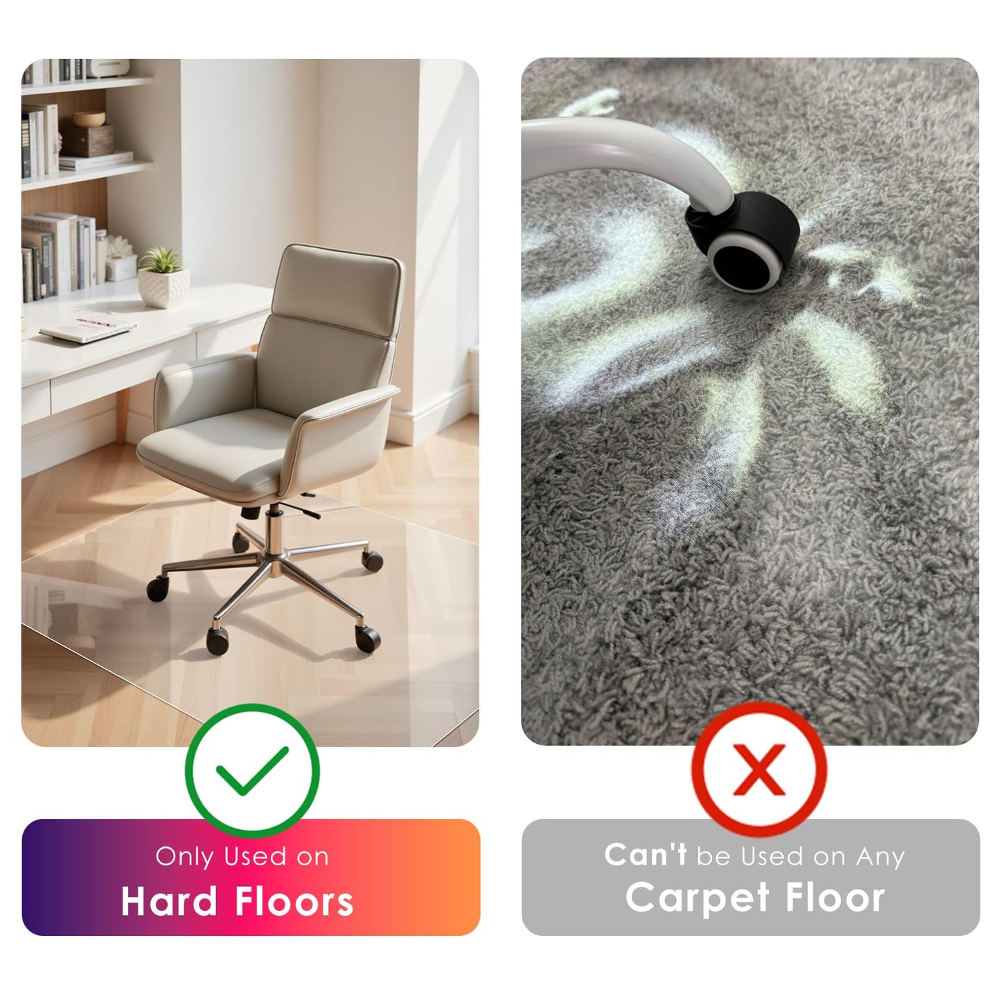 Kuyal Clear Chair mat for Hardwood Floor 30 x 48 inches Transparent Floor Mats Wood/Tile Protection Mat for Office & Home (30" X 48" Rectangle)