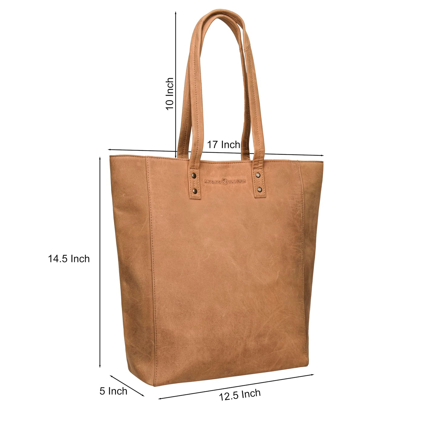 ANTONIO VALERIA Ava Cognac Premium Leather Tote/Top Handle Shoulder Bag for Women