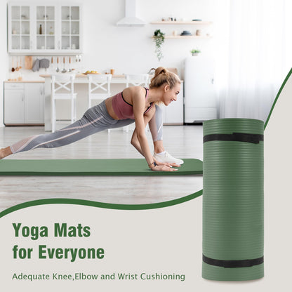 Fitvids Yoga Mat 1-Inch Extra Thick High-Density Exercise Mat with Non-Slip Surface & Carry Strap for Men & Women Tear-Resistant Pilates Workout Mat for Home Gym, Floor Fitness