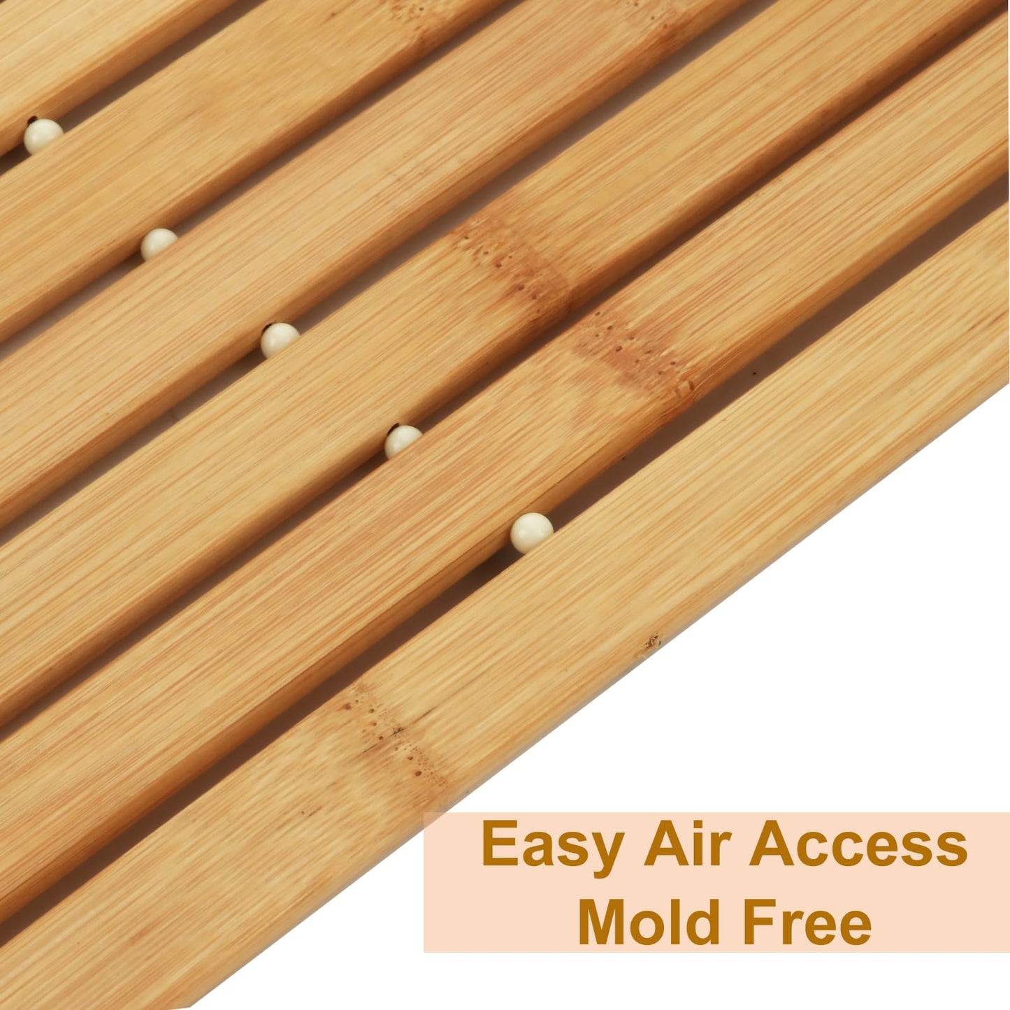 YAYODS Bamboo Bath Mat, 47x16 Inch Non Slip Waterproof Bamboo Shower Mat Wooden Bathroom Mat for Floor, Bathtub, Sauna Spa, Pool