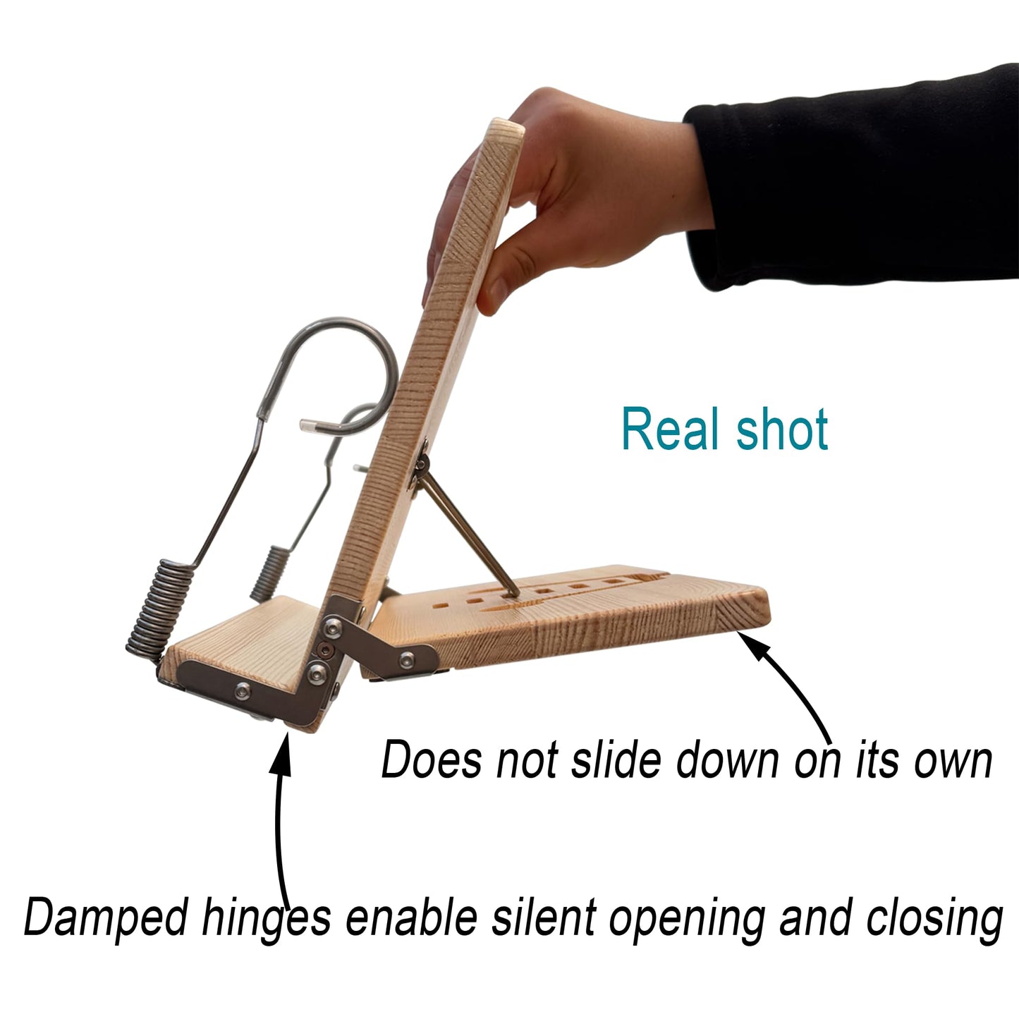 WUSUBUFU Book Stand, Cookbook Stand, (Solid Wood Construction with Anti-Cracking Design, Stainless Steel Hardware)