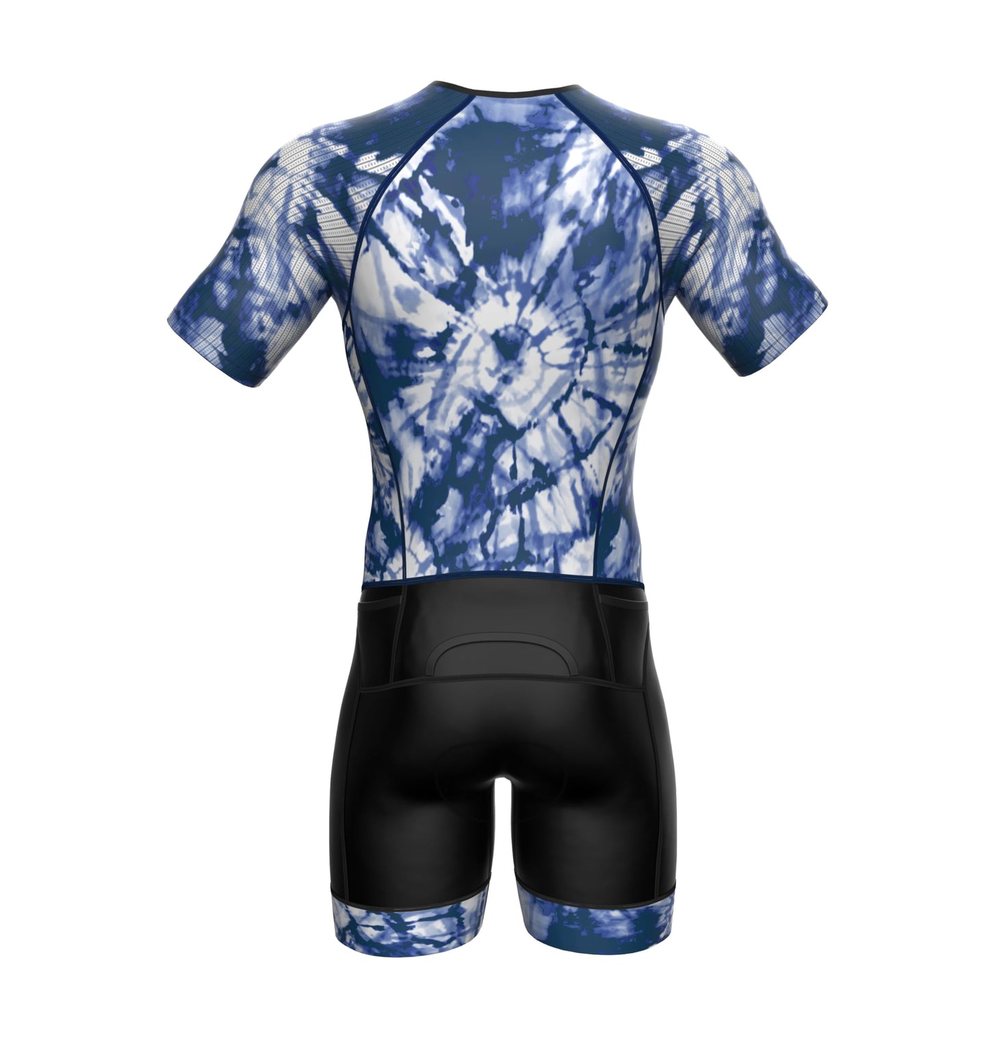 Sparx Mens Elite Aerosuit Triathlon Suit Mens Short Sleeve Tri Suit Skinsuit (Tie&Dye Blue, XL)