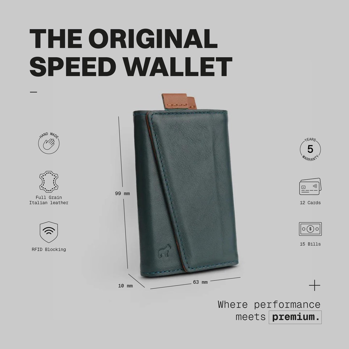 The Frenchie Co. - Speed Wallet - Ultra Slim Minimalist - RFID Blocking Front Pocket Wallet - Quick-Access Card Holder, Full-Grain Italian Leather, for Men & Women