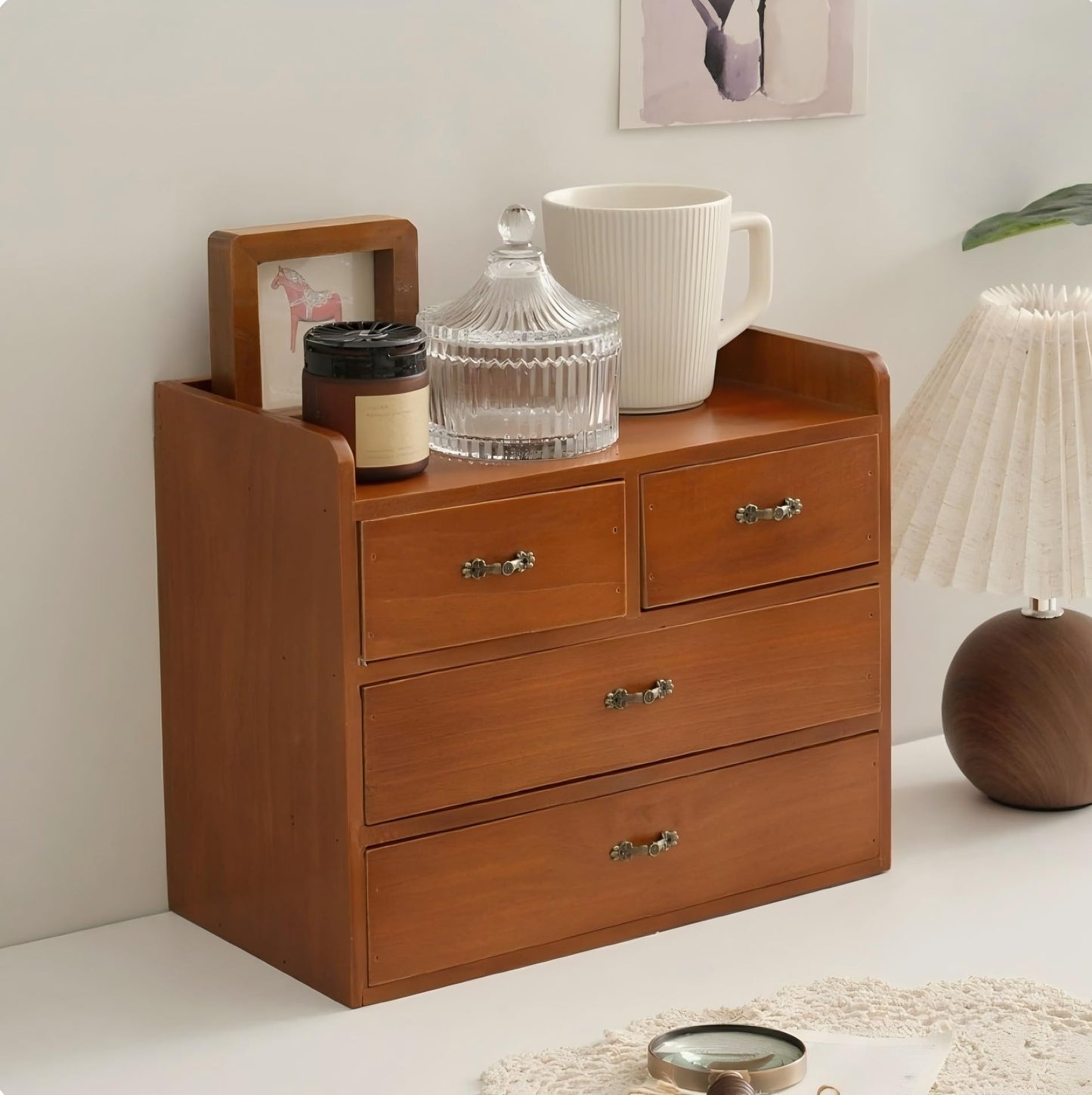 Xiaoyez Desk drawer organizer ，wooden desk organizer，desktop organizer with drawers，countertop drawers，4 drawer storage organizer，office organization，office organization and storage