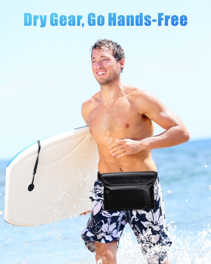 F-color Waterproof Fanny Pack - Cruise Essentials 2026 - Waterproof Pouch with Adjustable Waist Strap, Triple Zipper Roll-Top Dry Bag for Phone, Keep Passport Valuables Dry for Beach Kayaking Boating