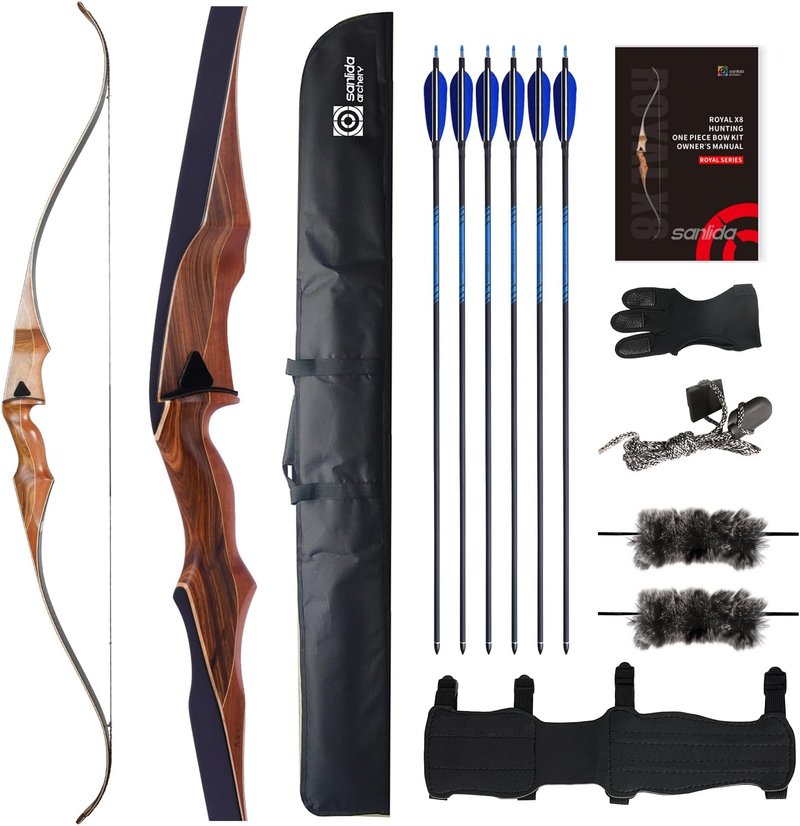 Royal X8 Traditional Wooden Hunting Bow - 60-Inch Handmade Longbow Kit for Adults | Right-Handed