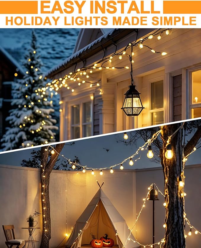 Light Clips for Outside String Lights: 24 Pack Adhesive Hooks for Outdoor String Lights - Outdoor Light Clips for Patio Balcony Fence - Rope Led Light Strip Christmas Decor Hooks