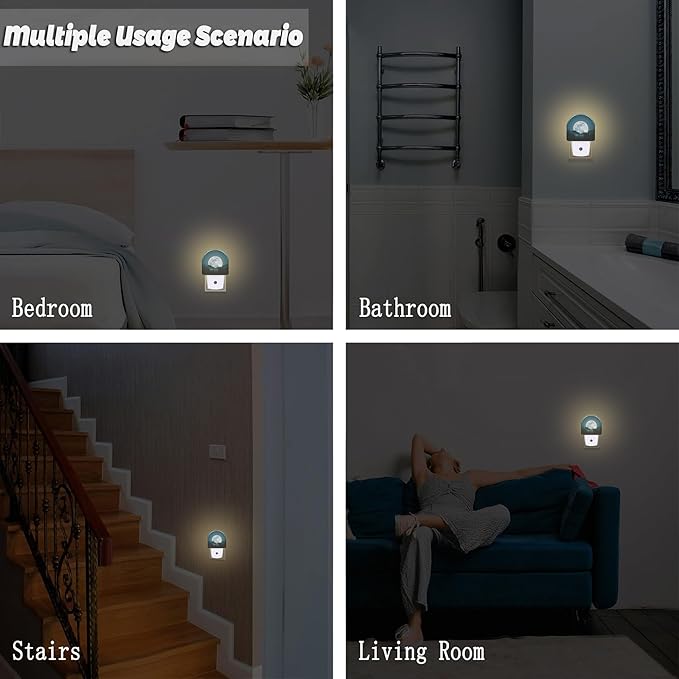 Full Moon and Misty Forest Night Light Plug into Wall, Starry Sky and Forest Dusk to Dawn Night Light,0.5w Energy Saving Sleep Friendly Nightlights for Kids Boys Girls Home Decor