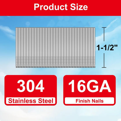 SimCos 16 Gauge 1-1/2 Inch 304 Stainless Steel Finish Nails, 1800 Pack