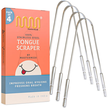 MasterMedi Tongue Scraper with Case Easy to Use Tongue Scraper for Adults, Tongue Cleaner for Oral Care & Hygiene (Single Pack (with Travel Case))