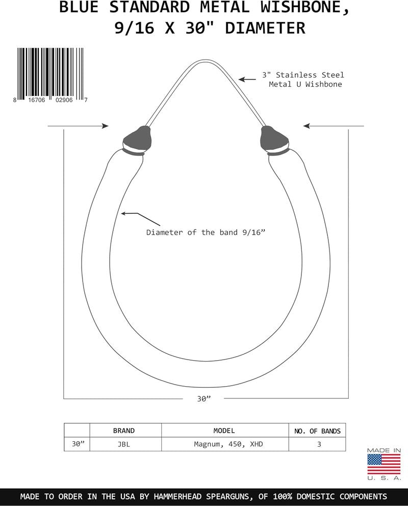 Hammerhead Spearguns 9/16” Metal Wishbone Bands - Compatible with JBL, AB Biller & Ocean Rhino