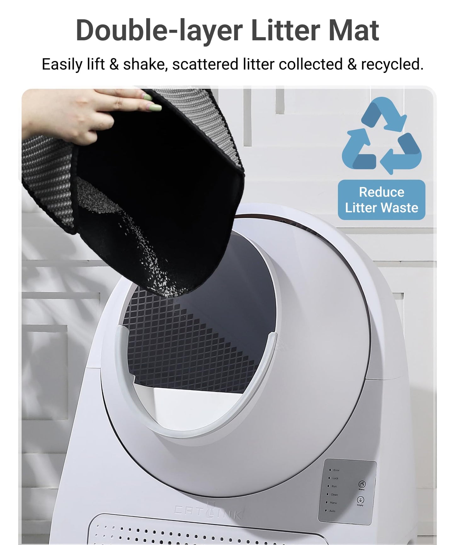 CATLINK 2026 Upgrade Self Cleaning Cat Litter Box with Mat, Automatic Litter Box for Multiple Cats 3.5 to 22 lbs, Double Odor Control, Safety Sensors