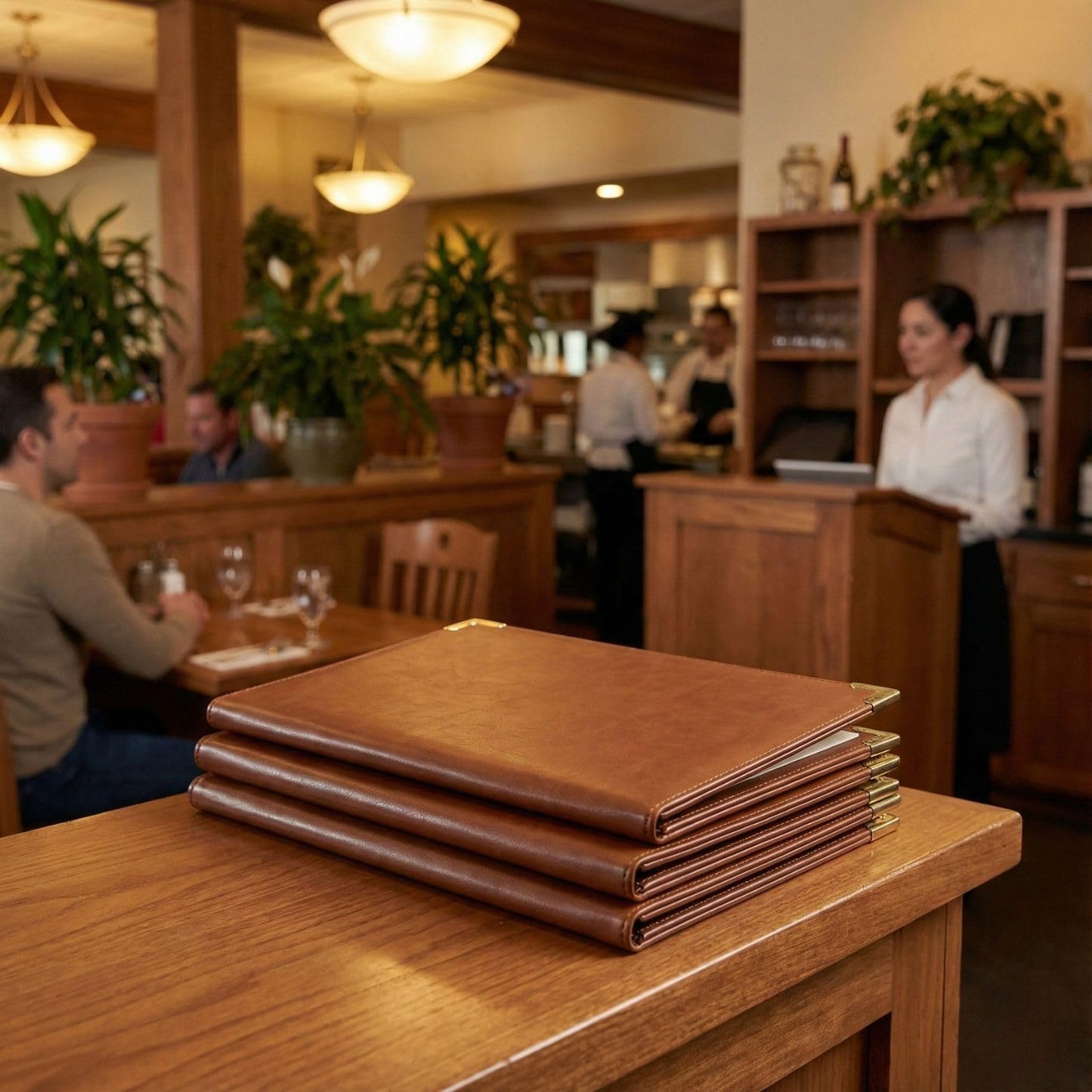 4 Pack Restaurant Menu Covers 8.5 x 11 – 2 Pack Menu Holder, 4 Page 8 View Faux Leather Menu Book with Clear PVC Sleeves | Waterproof & Durable for Restaurant, Bar, Café, Hotel