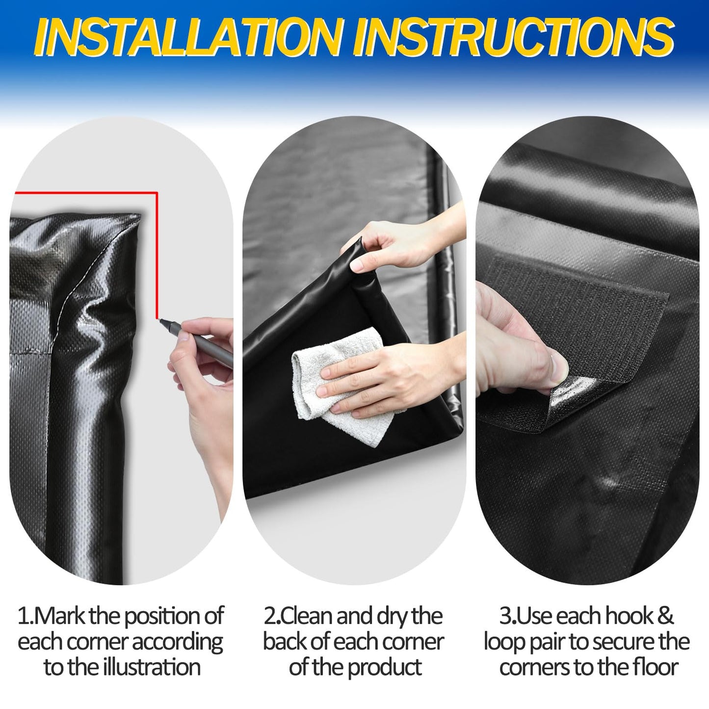 Bamgoten (8'6"× 20'）Garage Mats for Floor,1.2-Inch PVC Raised Edges for Cars SUVs Trucks for Residential Garages, Parking Lots, Warehouses and Repair Shops, Includes Gloves, Scraper, and Velcro Straps
