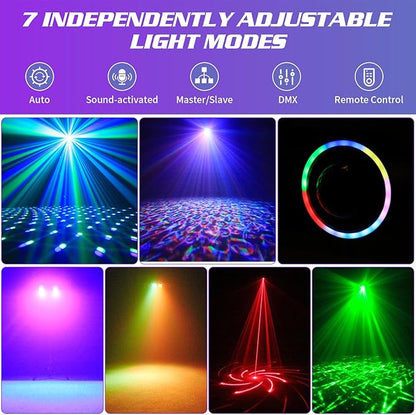 80W Dj Lights with Stand,7 in 1 Party Light Dj Disco Lights Sound Activated DMX Wireless Control with Rotating Ball,Strobe,UV,Colorful Effect for Stage KTV Band Wedding with Carry Bag (Black, 1)