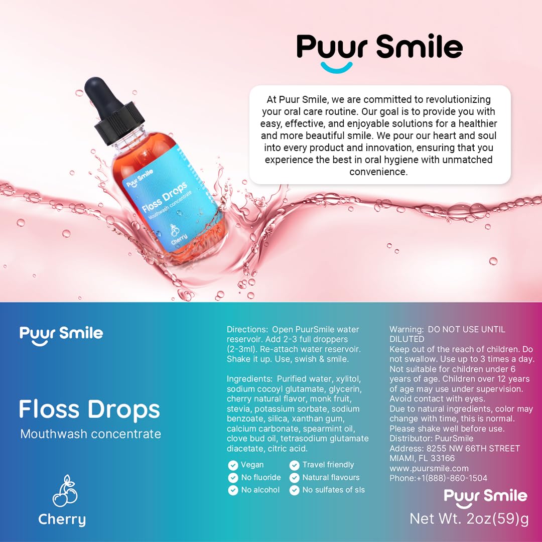Concentrated Floss Drop Serum – 2oz Concentrated Mouth Wash to Use in Water Flosser | Natural Essentials Promotes Good Breath | Organic Spearmint Drop Supports Good Oral Health