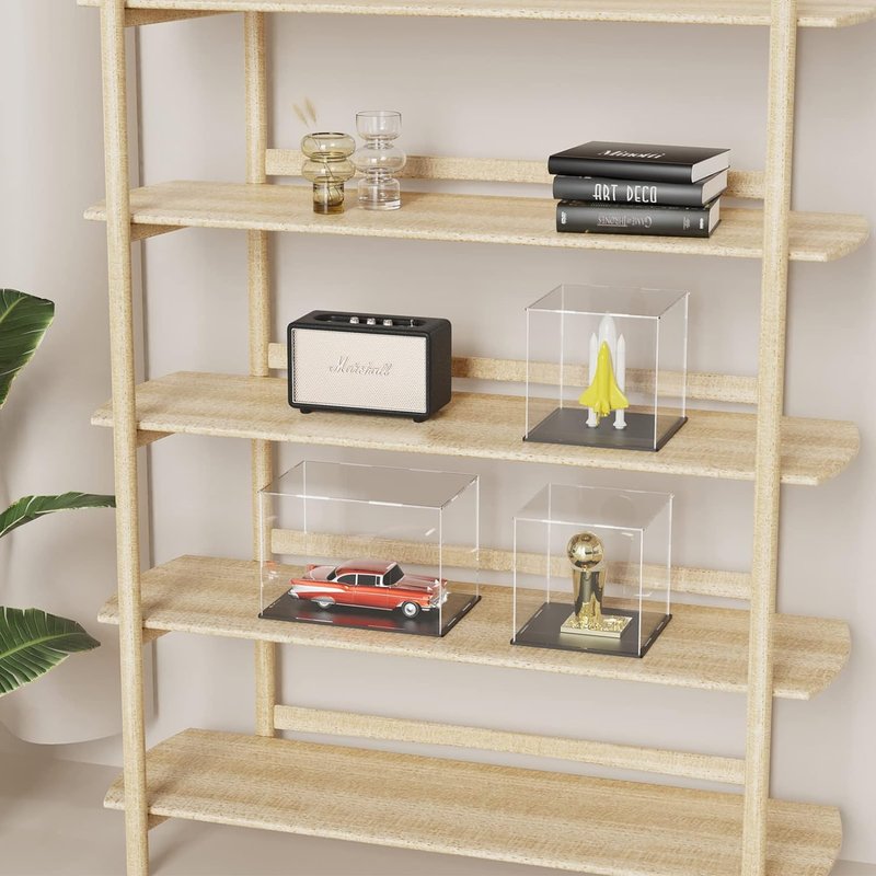 Acrylic Display Case - 4x4x4 Inch Cube Box for Softball Collectibles | Clear with Matte Black Base