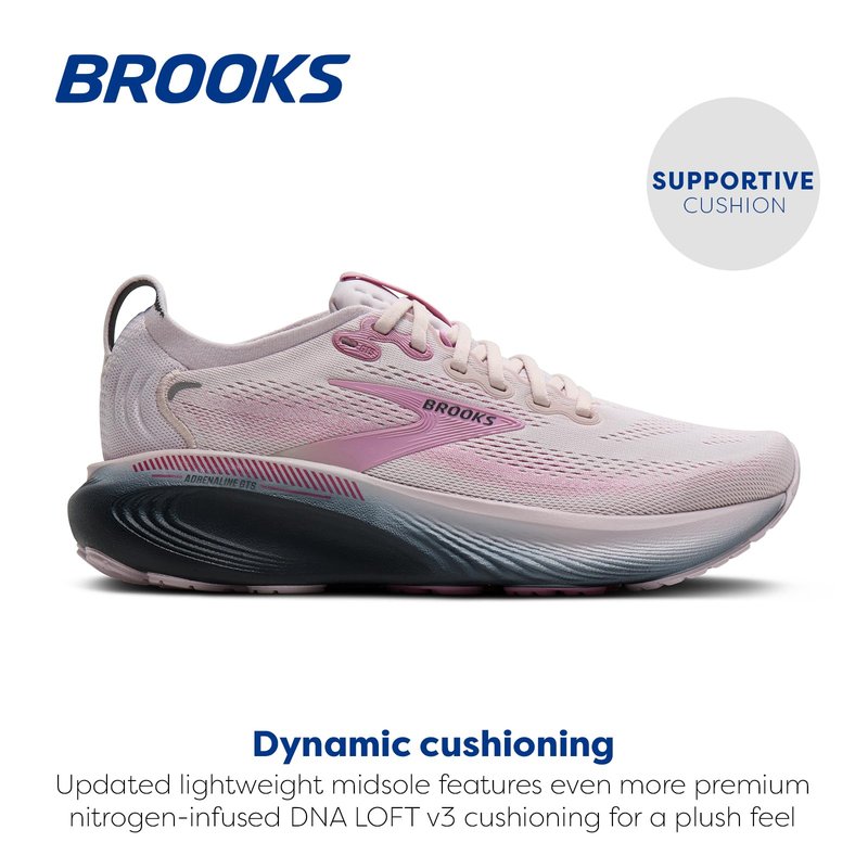 Brooks Women’s Adrenaline GTS 25 Supportive Running & Walking Shoe - Mauve/Ebony/Pink - 5.5 Medium