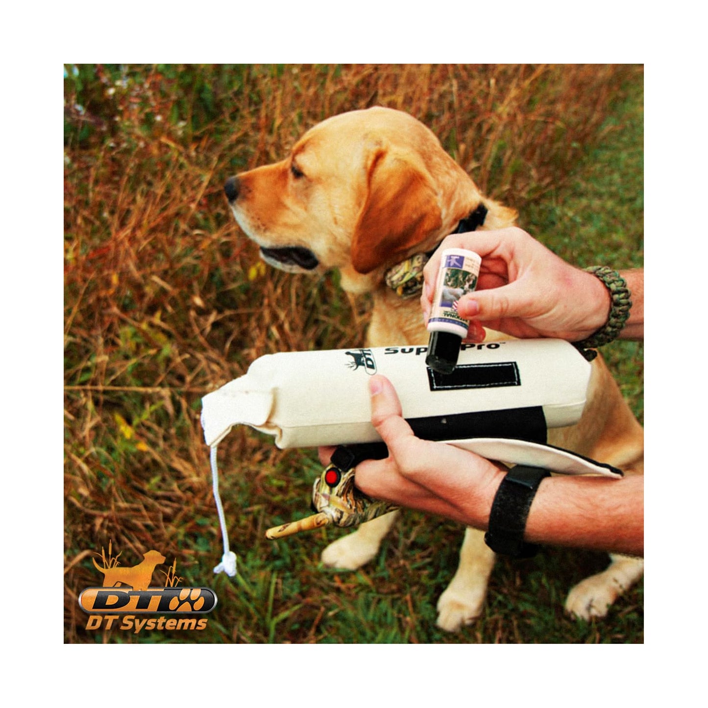 DT Systems Super Pro Series Canvas Winged Dummy, Durable High-Visibility Black & White Floating Hunting Dog Retriever Training Bird-Like Toy with Scent Strip & Rope Handle, Small