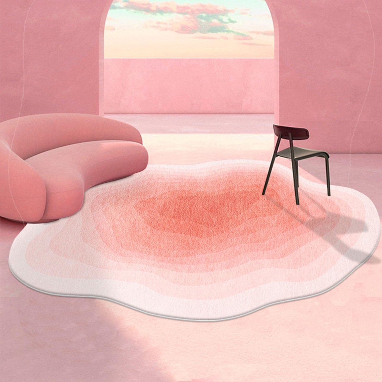 Gradient Irregular Shaped Rug Boho Art Area Rug Decor Unique Designer Carpet Irregular Shaped Area Rug ﻿(H,60X90cm)