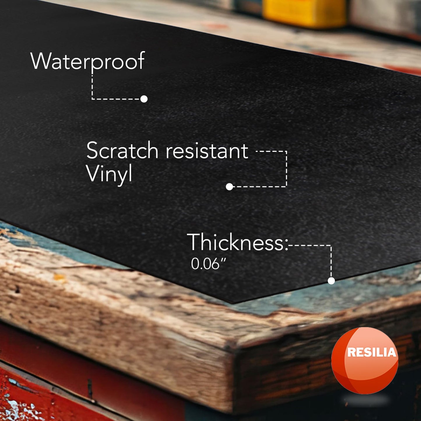 RESILIA Work Bench Mat - 15” X 36” X 0.06" Scratch-Resistant PVC Mats - Protect Your Workbench, Table, or Tool Station from Painting, Woodworking, Crafting, Building, & More, Black, Made in USA