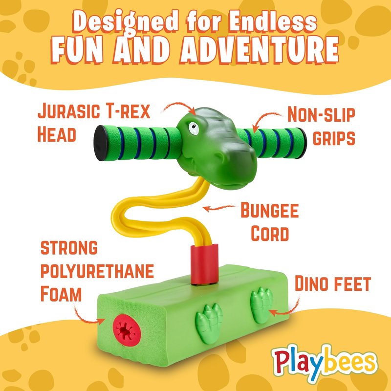 Playbees Foam Pogo Stick Dinosaur Jumper for Kids 3, 4, 5, 6, 7, Years Old Coolest Toys for 5 Year Old Boy Themed Bungee Pogo - Inside & Outside Fun for Boys & Girls