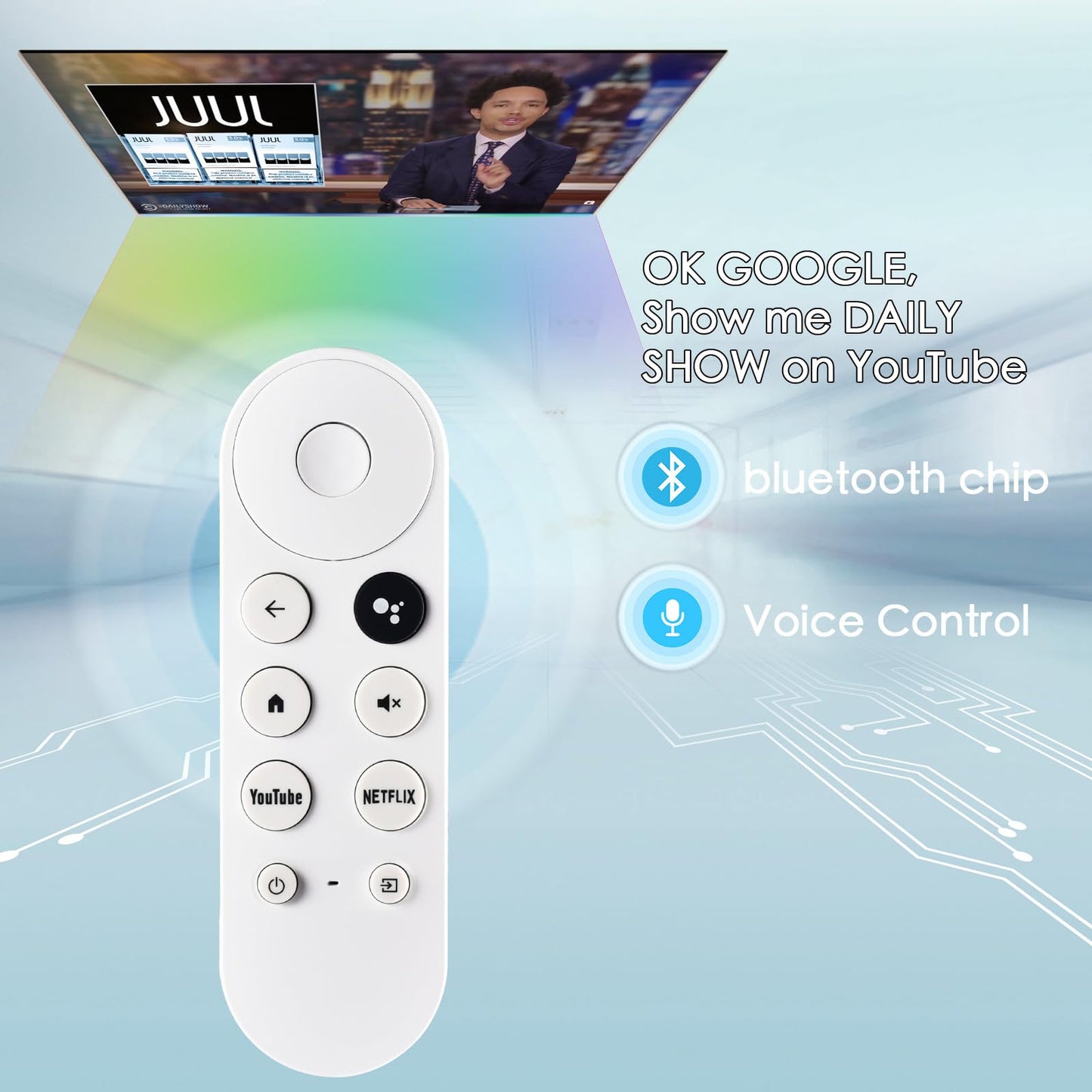 for TCL Google TV Remote, RC813 for Voice Replacement Control,for Android Mini-LED QLED 4K UHD Smart Television, with 6 Shortcut Buttons for NEIFLX/Prime/YouTube/TCL/Apple TV Buttons