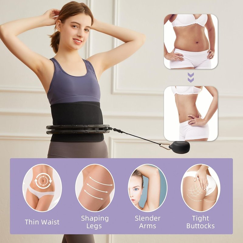 Weighted Fit Hoop for Adults - Plus Size Smart Fitness Hoop with Extra Sweat Belt | 32 Detachable Links for Effective Weight Loss & Massage