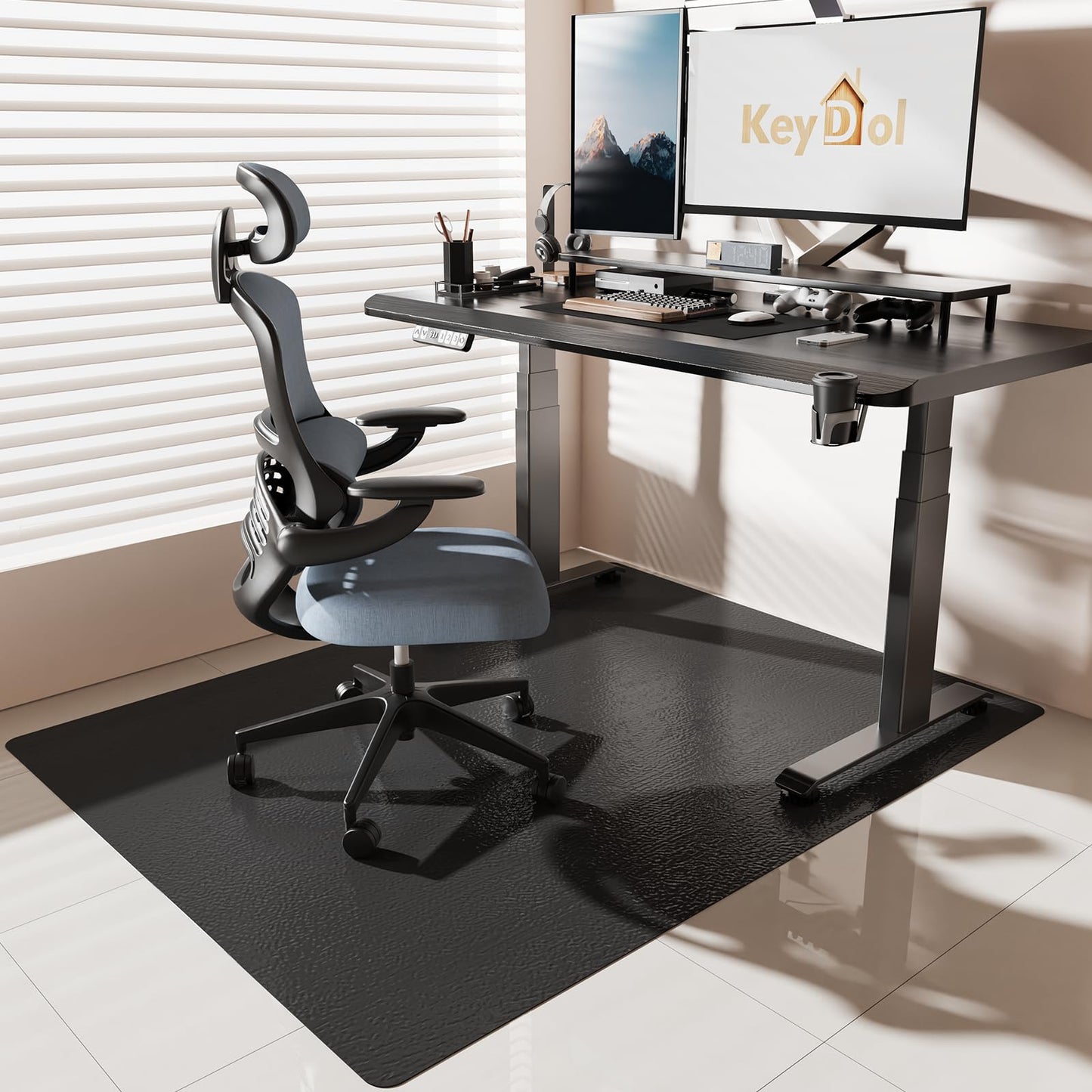 2.0mm 50"x 60" Extra Thick Heavy Duty Chair Mat for Hardwood Floors, PVC Office Chair Floor Protector, Non-Slip Black Plastic Mat for Rolling Desk Chairs on Hard Surfaces