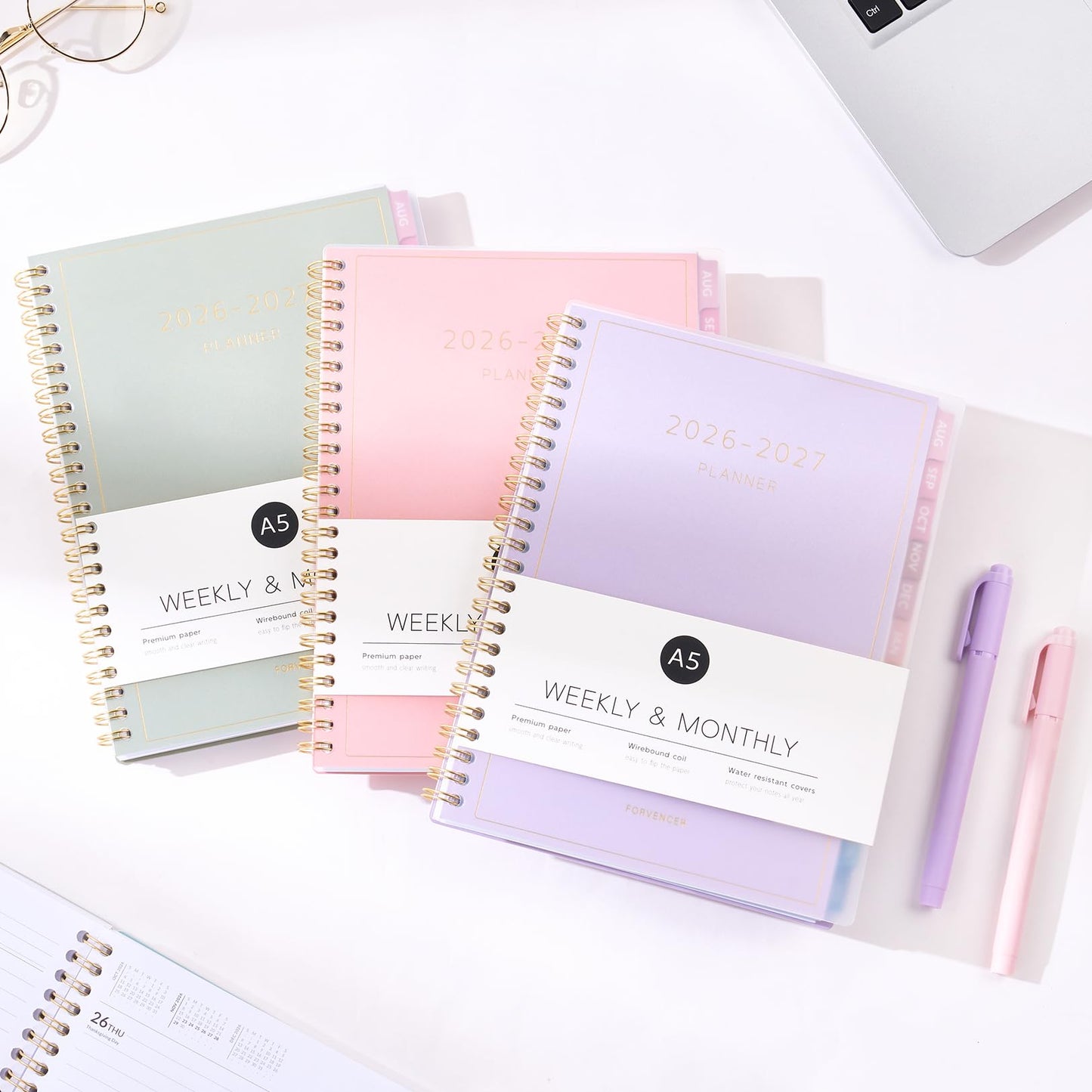 Aug 2026 - Dec 2027 Planner, Forvencer 17 Month Academic Planner 2026-2027, 8.5" x 11", Calendar Planner Weekly and Monthly, Daily Agenda Book, College School Supplies for Student Teacher, A4, Blue