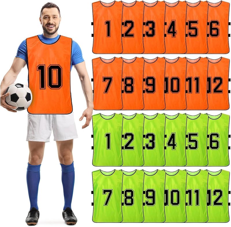 KisSealed 24 Pack Scrimmage Training Vest,Team Sports Pinnies Reversible Numbered Soccer Team Practice Penny Jerseys