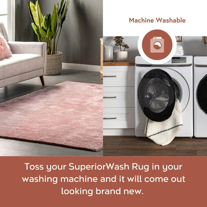 nuLOOM 5' x 8' Cozy Plush Area Rug, Machine Washable, Non-Slip, Soft Fluffy Shag Carpet for Living Room Bedroom Kids Room Nursery Home Decor, Loni Pink