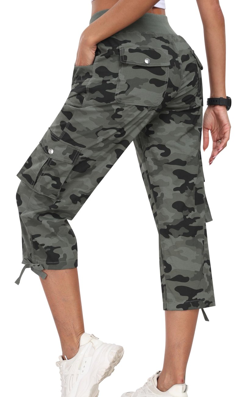 MoFiz Hiking Cargo Shorts for Women Outdoor Quick Dry Athletic Shorts for Boating Camping with Pockets Camo Green 3XL