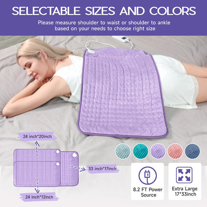 Large Heating Pad for Back Pain Relief, Electric Heating Pad for Neck and Shoulders, Auto Shut Off, Fast Heat, Christmas Gifts for Women Men, Birthday Gifts for Mom Dad (17'' x 33)