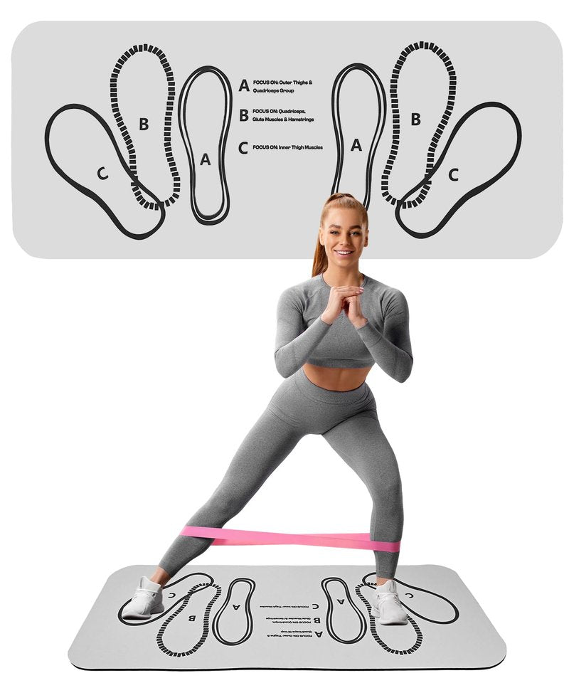 Squat Mat with Foot Position,Large Non-Slip Squat Target Pad， Pad 31.5'' X13.8'',6mm Thickness Squat Mat Foot Positioning, Exercise Mat for Squats, Leg and Abdominal Workouts
