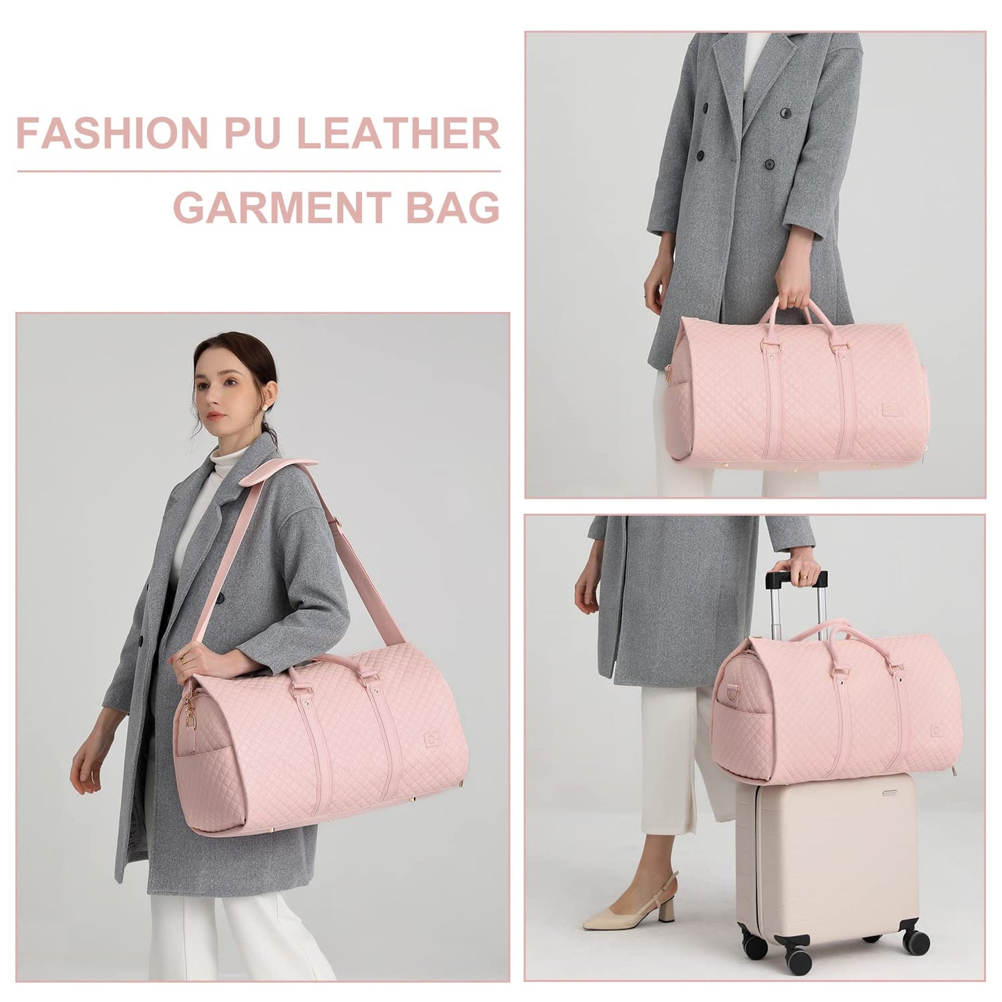 seyfocnia Convertible Carry on Garment Bag for Women, Garment Bags for Travel with Shoe Pouch 2 in 1 Hanging Suitcase Suit Bag for Women Travel Duffle Bag Garment Bag