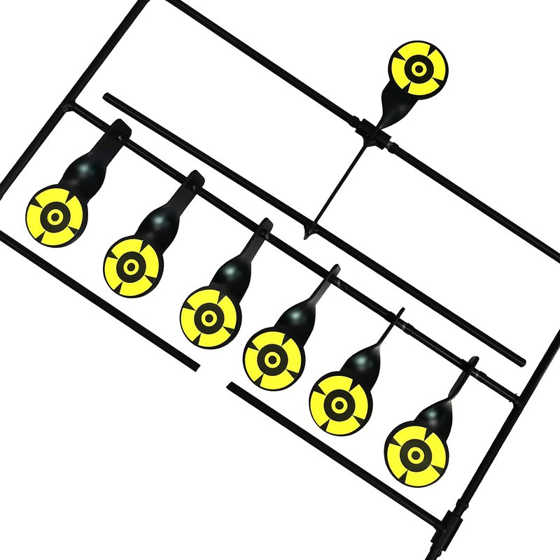Atflbox Resetting Targets for Airgun Pellet BB Guns, 6 Steel Targets for Shooting, Rated for .177 Caliber