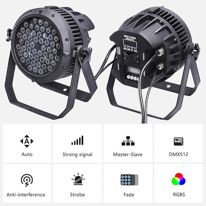 Led Stage Lights, 54x3w RGBW Waterproof Led Par Light, IP67 DMX Outdoor LED Uplight