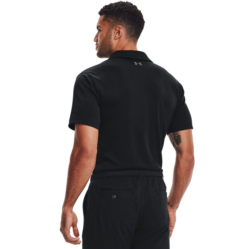Under Armour Men's Tech Golf Polo, Black (001)/Graphite, Medium Tall