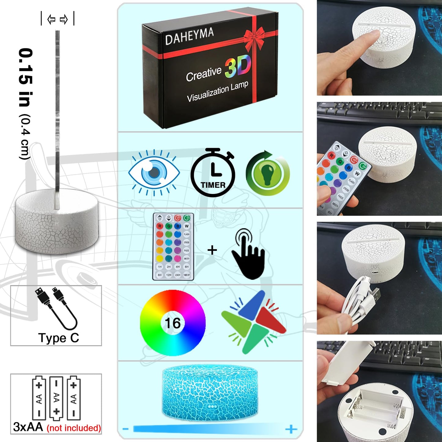DAHEYMA Basketball 3D Illusion Lamp, Basketball Gifts for Boys Girls
